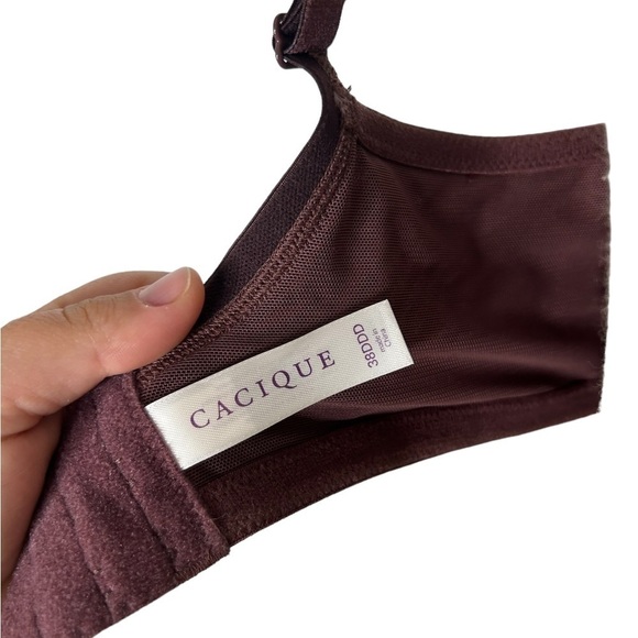 Cacique Lane Bryant Burgundy Pink Full Coverage Lace Plus Size Bra 38DDD - Picture 9 of 9